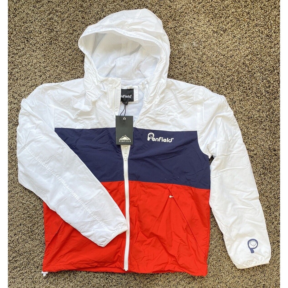 Penfield Alosa Jacket White Colorblock Full Zip Hooded / Men's Large